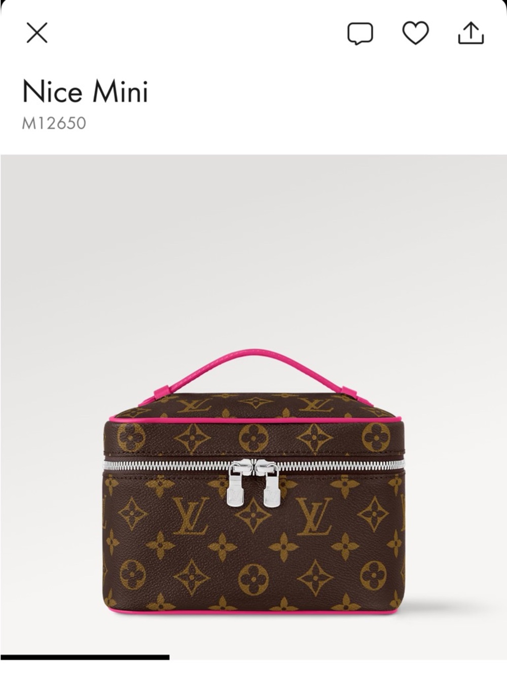 Louis Vuitton Monogram Cosmetic Vanity Case with Pink Trim